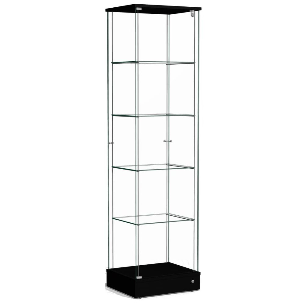 ALBO Glass Showcase Display Cabinet, Fast Installation Floor-Standing | 35,5x16,2x75 | for Bedroom Office Cabinet (Black)