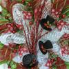 Snowman Hat Glittering Spray Holiday Wreath Handmade Deco Mesh. Available in 24 inch and 28 inch diameters view 2