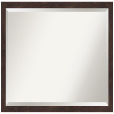 Amanti Art Brown Bathroom Mirror for Over Sink, 27x39 Fresco Dark Walnut Rectangle Vanity Mirror, Large Rustic Farmhouse Wood Frame, Hangs Horizonally and Vertically, Bathroom Wall Decor, Beveled Edge