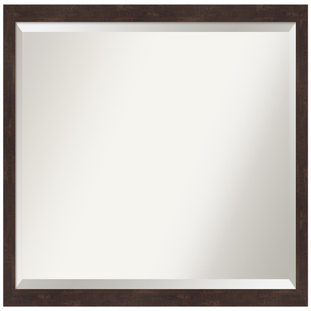 Amanti Art Brown Bathroom Mirror for Over Sink, 27x39 Fresco Dark Walnut Rectangle Vanity Mirror, Large Rustic Farmhouse Wood Frame, Hangs Horizonally and Vertically, Bathroom Wall Decor, Beveled Edge