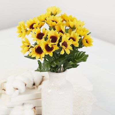 Factory Direct Craft Group of 4 Yellow Artificial Mini Sunflower Bushes for Arranging and Decorating | 11" H