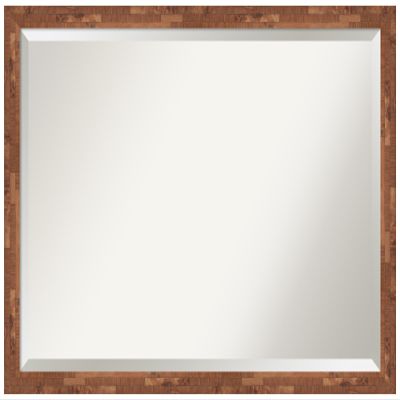 Amanti Art Brown Bathroom Mirror for Over Sink, 27x39 Fresco Light Pecan Rectangle Vanity Mirror, Large Country Rustic Wood Frame, Hangs Horizonally and Vertically, Bathroom Wall Decor, Beveled Edge