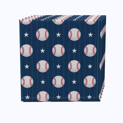Fabric Textile Products, Inc. Napkin Set of 4, 100% Cotton, 20x20, Baseball Stripe