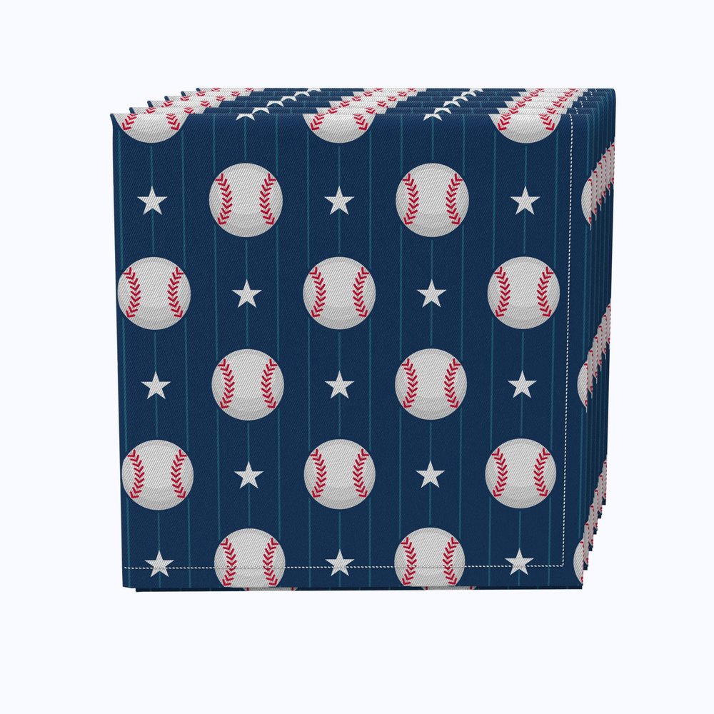 Fabric Textile Products, Inc. Napkin Set of 4, 100% Cotton, 20x20, Baseball Stripe