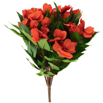 Allstate New Guinea Impatiens Artificial Floral Bush Spray - 13.75" - Tomato Red