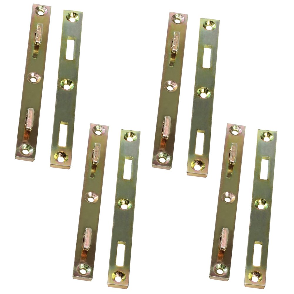 Set of 12 Pairs Rok Hardware 4" (102mm) Long Heavy Duty Steel Bed Rail Fasteners, Bed Rail Brackets, Zinc Plated, ROKBRF4