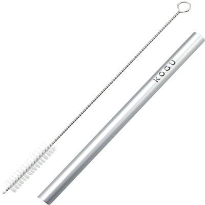 Shimomura Kihan 43946 Aluminum Straw, 0.4 inches (11 mm), Silver, Brush Included