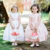 4PCS Flower Girl Basket for Wedding, White Satin Bowknot Flower Baskets Pearl Collection, Wedding Baskets for Flower Girls view 4