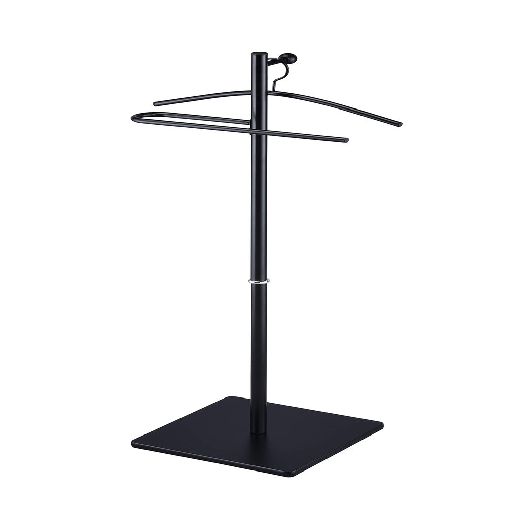Proman Products VL17241 Kumo Freestanding Metal Valet Stand Organizer with Removable Hanger, Trouser Bar, Black, 11.5" W x 11.5" D x 41" H