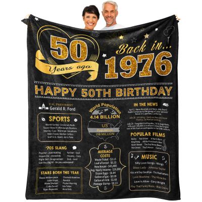 50th Birthday Gifts for Her/Him, 50th Birthday Gifts for Women Men, 50th Birthday Gift Ideas Throw Blanket 60 x 50 Inch, 1976 Birthday Gifts for Woman Man, 50 Year Old Gifts for Women/Men Turning 50