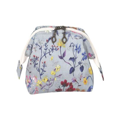 DDintex FLORET LONDON Mini Wire Pouch, Linen, Garden, Blue, 7.1 x 2.4 x 3.9 inches (18 x 6 x 10 cm), Liberty Print