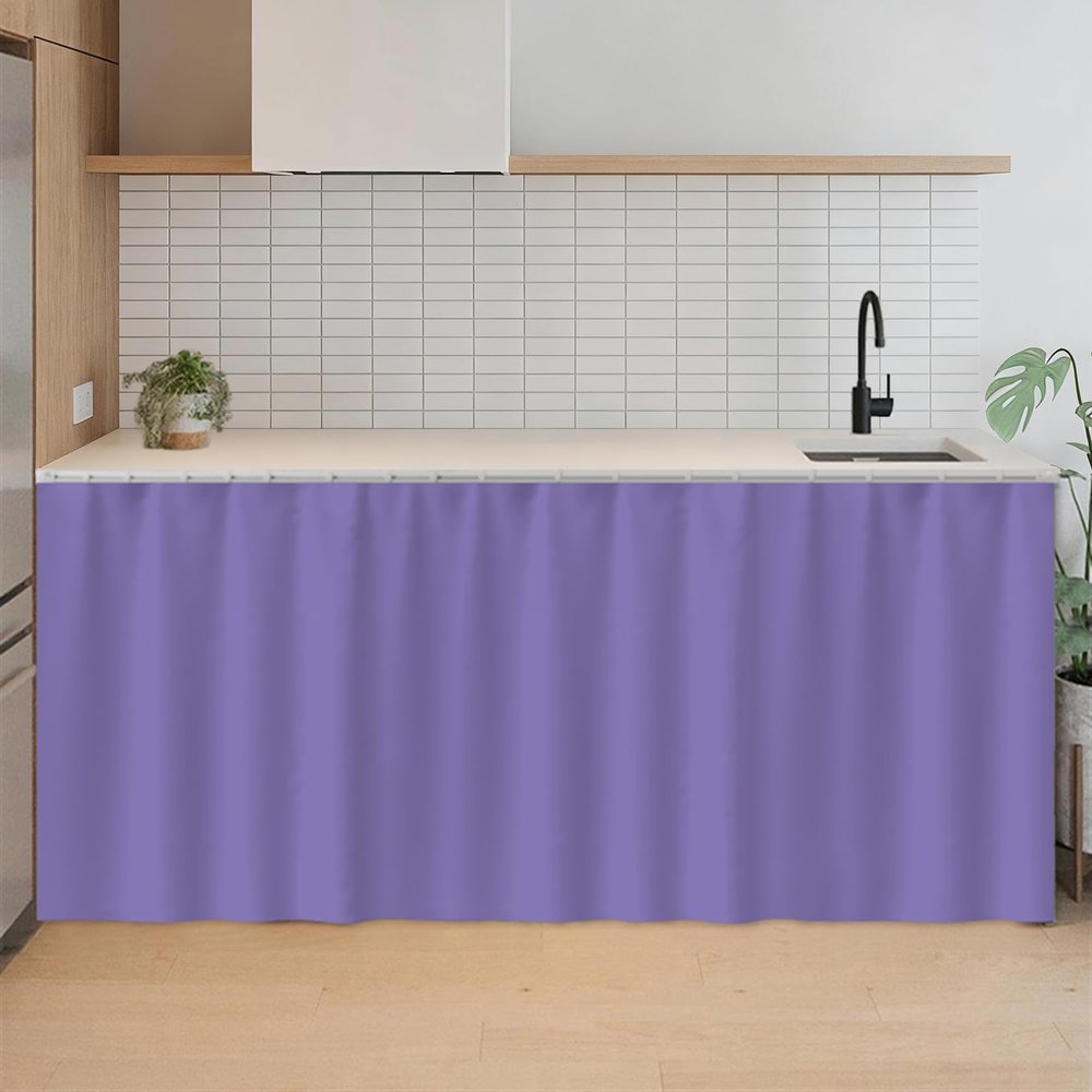 SK Studio Short Curtains for Kitchen, Privacy Cabinet Curtain Dust-Proof Window Shades Doorway Curtain for Closet Storage Room Purple, 39.4" W x 39.4" H