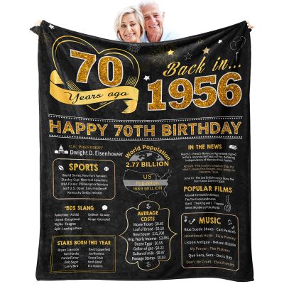 70th Birthday Gifts for Women Men, Birthday Gifts for 70 Year Old Woman Man, 70th Men Birthday Gift Ideas Throw Blanket 60 x 50 Inch, 1956 Birthday Gifts for Women Men, 70 Year Old Birthday Gifts