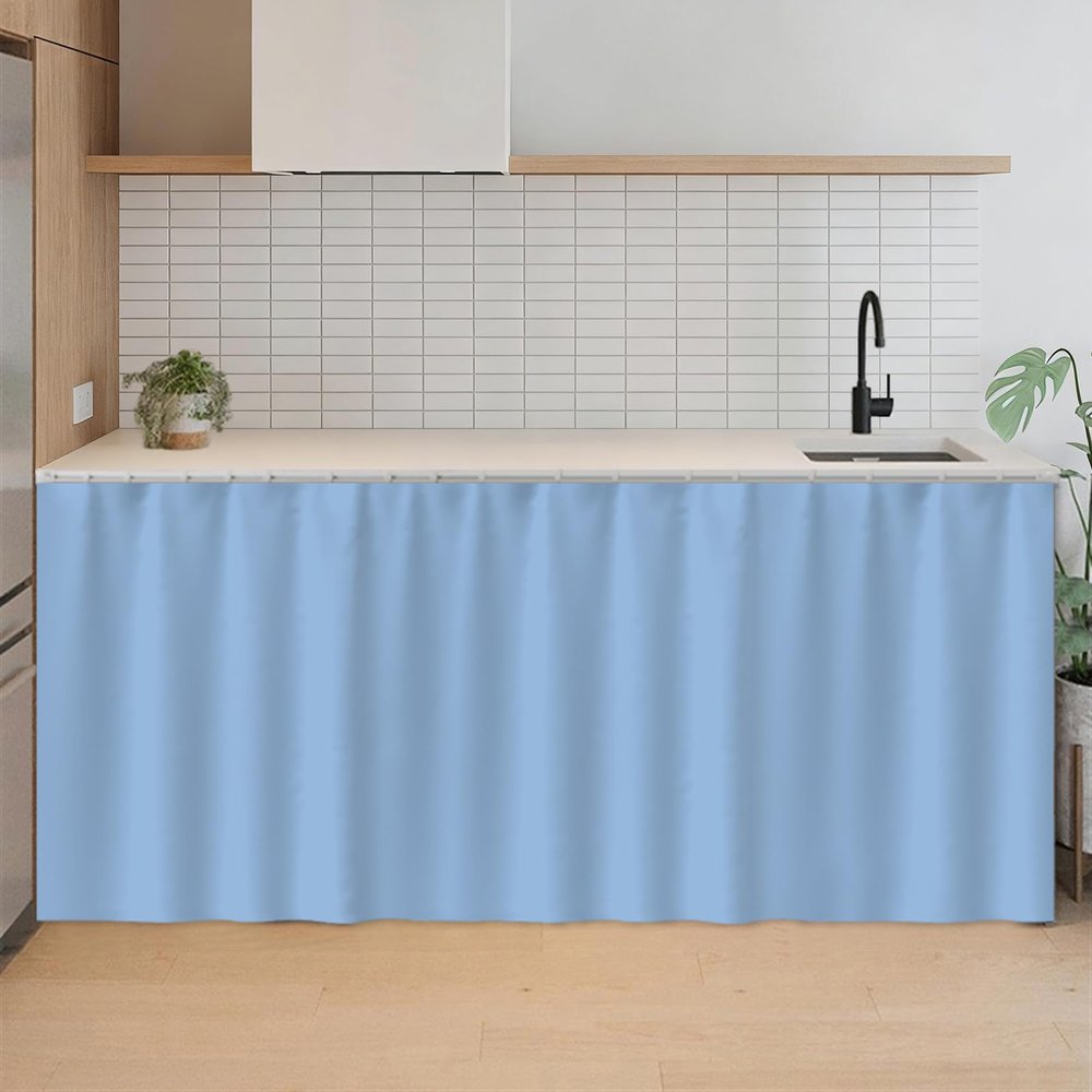 SK Studio Short Curtains for Kitchen, Privacy Cabinet Curtain Dust-Proof Window Shades Doorway Curtain for Closet Storage Room Blue, 39.4" W x 39.4" H