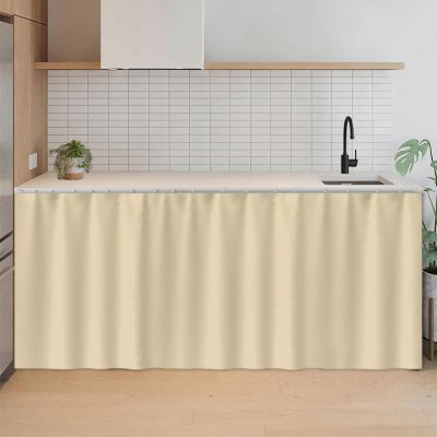 SK Studio Short Curtains for Kitchen, Privacy Cabinet Curtain Dust-Proof Window Shades Doorway Curtain for Closet Storage Room Beige, 39.4" W x 39.4" H