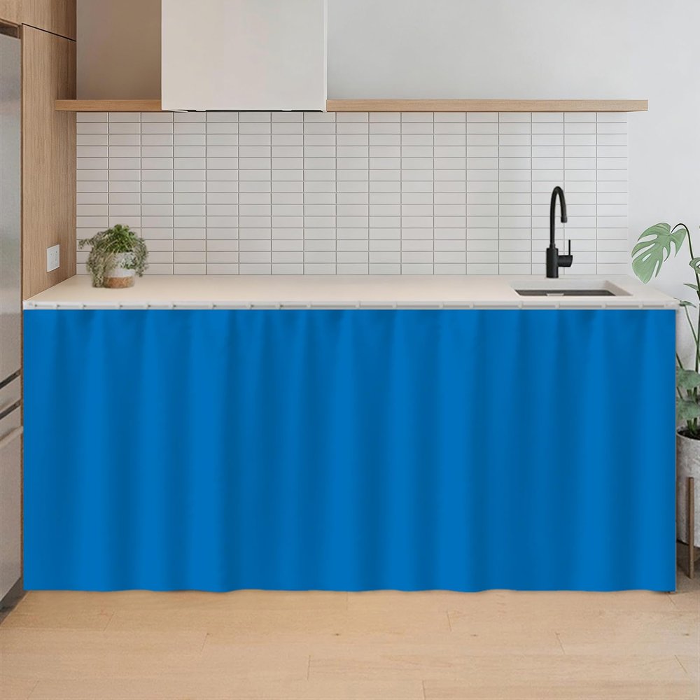SK Studio Short Curtains for Kitchen, Privacy Cabinet Curtain Dust-Proof Window Shades Doorway Curtain for Closet Storage Room Blue 1, 39.4" W x 39.4" H