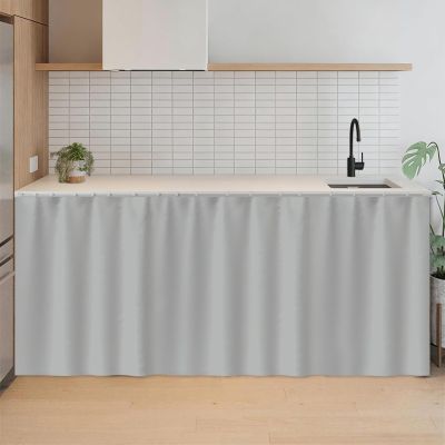 SK Studio Short Curtains for Kitchen, Privacy Cabinet Curtain Dust-Proof Window Shades Doorway Curtain for Closet Storage Room Grey, 39.4" W x 39.4" H