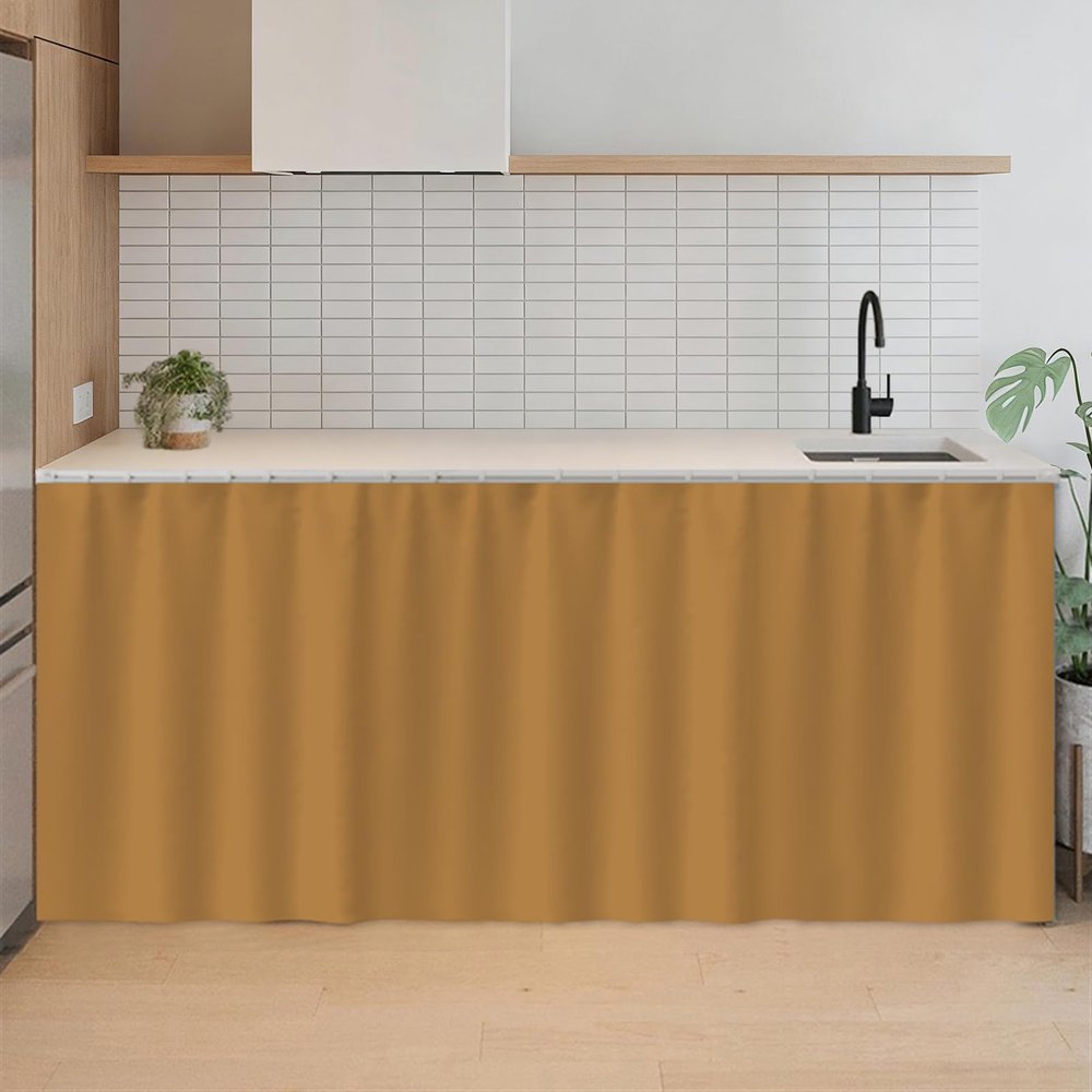 SK Studio Short Curtains for Kitchen, Privacy Cabinet Curtain Dust-Proof Window Shades Doorway Curtain for Closet Storage Room Brown, 39.4" W x 39.4" H