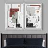 IDEA4WALL Framed Canvas Print Wall Art Set Geometric Mid-Century Landscape Abstract Shapes Illustrations Modern Art Decorative Bohemian Calm/Zen for Living Room, Bedroom, Office - 16"x24"x2 White view 2