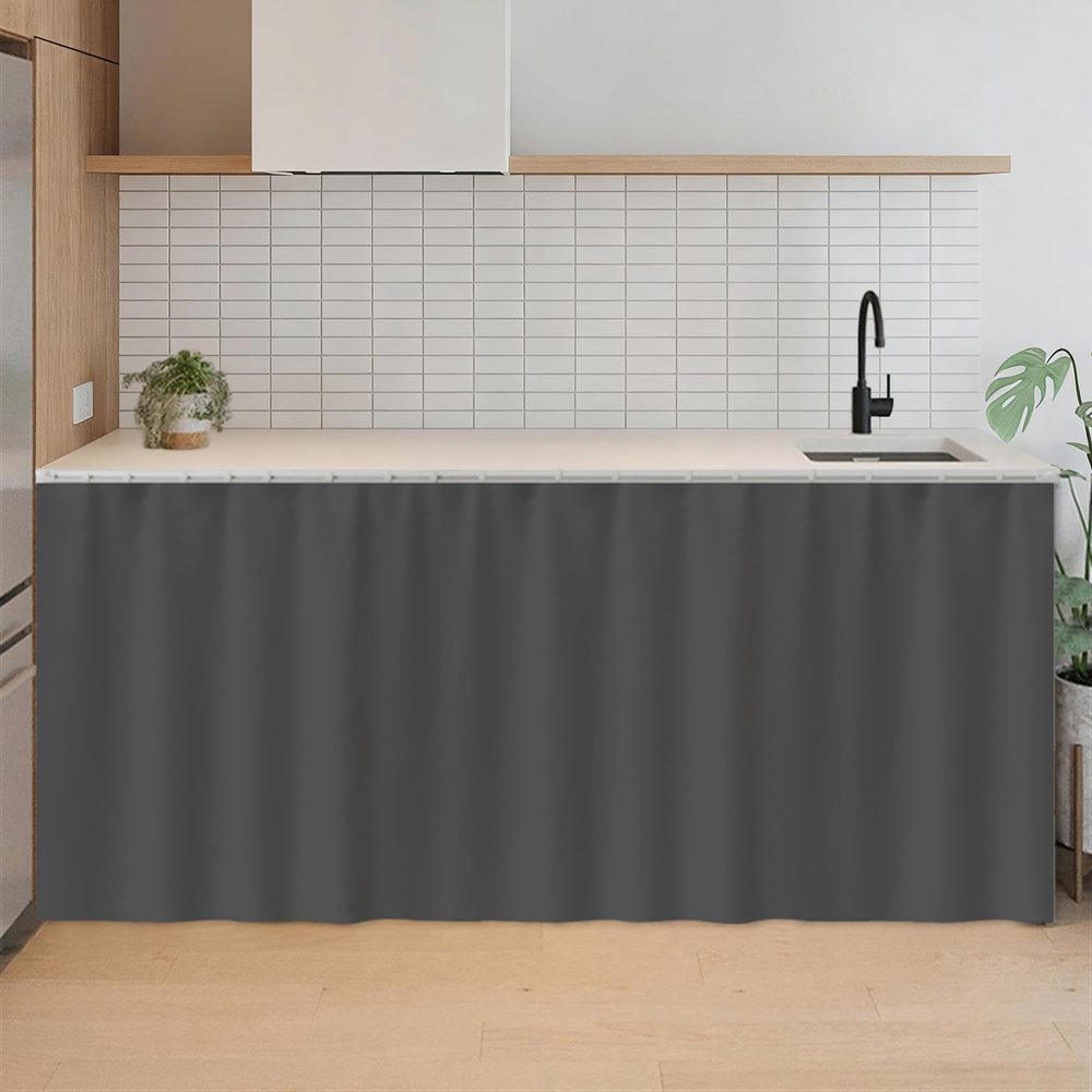 SK Studio Short Curtains for Kitchen, Privacy Cabinet Curtain Dust-Proof Window Shades Doorway Curtain for Closet Storage Room Dark Grey, 39.4" W x 39.4" H