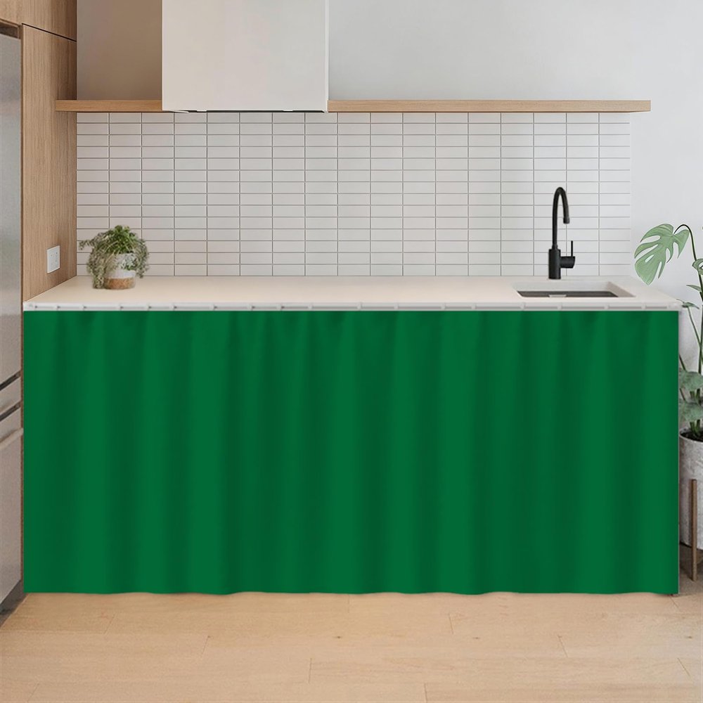 SK Studio Short Curtains for Kitchen, Privacy Cabinet Curtain Dust-Proof Window Shades Doorway Curtain for Closet Storage Room Dark Green, 39.4" W x 39.4" H