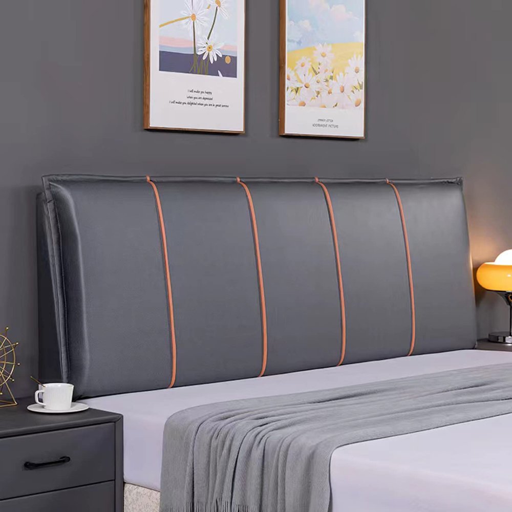 King Size Rectangular Headboard Cushion Wedge Reading Pillow Upholstered Bolster Neck Lumbar Support Backrest with Headboard Removable Cover,B,No headboard 78.7"/200cm
