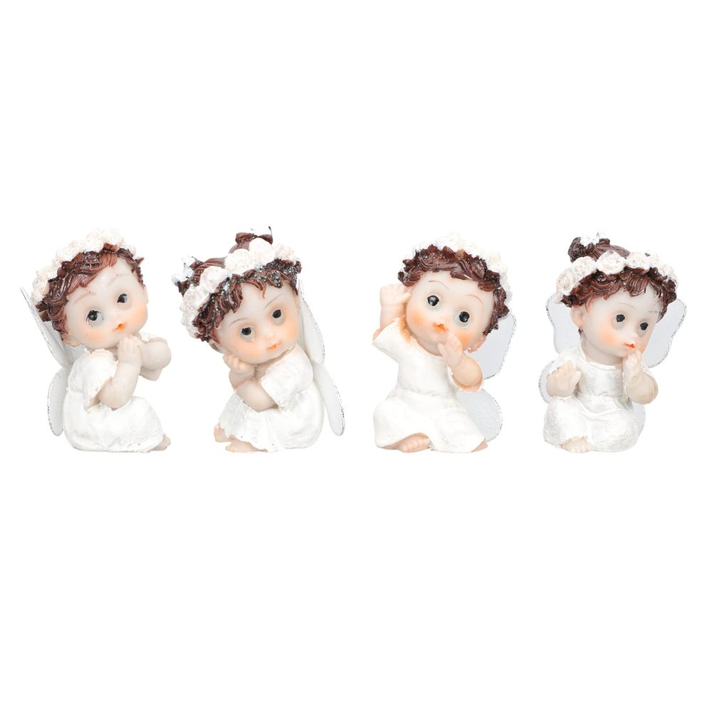 ABOOFAN 4pcs Mini Angel Statues Resin Angel Figurines Guardian Angel Garden Angels Sculpture Cute Angel Collection Angel Memorial Statues Shelf Living Room Bedroom Decoration Figurines