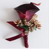 Jackcsale Calla Lily Boutonniere for Men Wedding Groom Best Man Boutonniere with Pin Set of 2 for Wedding Party Prom Event Ceremony Anniversary(Wine Red view 2