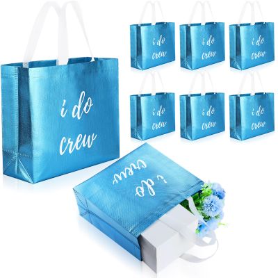 CHENGU 8 Pieces Bridesmaid Gift Bags I Do Crew Bachelorette Bags Bridesmaid Gifts for Wedding Day Bachelorette Party Bridal Party Favor Team Bride Bridal Shower(Blue)