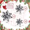 24 Christmas Glitter Artificial Poinsettia Flowers Xmas Poinsettia Artificial Wedding Flowers Decorations Xmas Tree Ornaments with Clips for Party Favors, 6 Inch, 4 Inch, 3 Inch (Black White, Silver) view 2