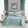 Blythease Oversized King Bedspread 138x122 Extra Wide, Paisley Pattern Design, Lightweight Bedding Cover, Reversible, 5 Piece, 100% Microfiber, California/Alaskan King, Seaglass view 1
