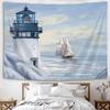 Jipusai Blue Ocean Lighthouse Tapestry for Bedroom Livingroom Decor, Lighthouse and Sailboat Wall Hanging Tapestry,Retro Nautical Wall Decor Poster Blanket Decor Accessories 70x60 IN view 1
