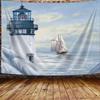 Jipusai Blue Ocean Lighthouse Tapestry for Bedroom Livingroom Decor, Lighthouse and Sailboat Wall Hanging Tapestry,Retro Nautical Wall Decor Poster Blanket Decor Accessories 70x60 IN view 4