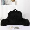 A Nice Night Faux Fur Reading Pillow Bed Wedge Large Adult Children Backrest with Arms Back Support for Sitting Up for Bedrest,Black view 3