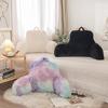 A Nice Night Faux Fur Reading Pillow Bed Wedge Large Adult Children Backrest with Arms Back Support for Sitting Up for Bedrest,Black view 4