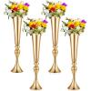 Amylove 4 Pieces 22 Inch Tall Gold Trumpet Vases for Centerpieces, Wedding Gold Flower Stand, Floral Stand Display Rack for Tables, Wedding Dinner Party, Anniversary Ceremony Birthday Event Decor view 1