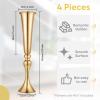 Amylove 4 Pieces 22 Inch Tall Gold Trumpet Vases for Centerpieces, Wedding Gold Flower Stand, Floral Stand Display Rack for Tables, Wedding Dinner Party, Anniversary Ceremony Birthday Event Decor view 2