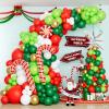 Christmas Balloon Garland Arch Kit with Xmas Red Dark Green White Gold Lime Green Candy Cane Balloon Silver Siamese Exploding Star Balloons for Christmas Party Decorations view 1