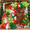 Christmas Balloon Garland Arch Kit with Xmas Red Dark Green White Gold Lime Green Candy Cane Balloon Silver Siamese Exploding Star Balloons for Christmas Party Decorations view 2