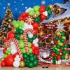 Christmas Balloon Garland Arch Kit with Xmas Red Dark Green White Gold Lime Green Candy Cane Balloon Silver Siamese Exploding Star Balloons for Christmas Party Decorations view 3