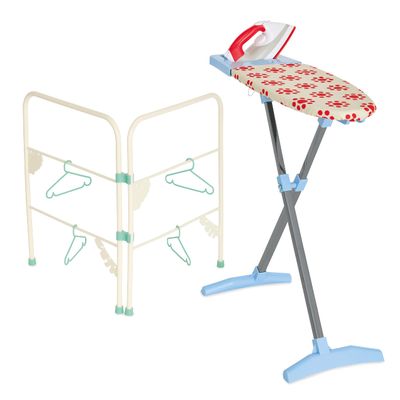 Casdon Ironing Set | Toy Ironing Board and Iron for Children Aged 3+ | Folding Clothes Airer and Hangers Included!, Pink