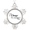 3in Christmas Ornament Snowflake Round Hanging Keepsake Change Takes Courage Novelty Metal Souvenir Xmas Tree Hang Pendant Winter Exchange Gift Holiday Party Decoration view 2