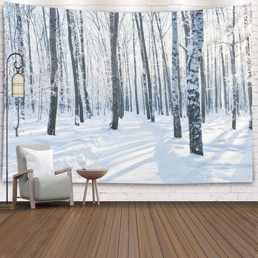 EMMTEEY Winter Birch Tapestry, 80X60 Wall Art for Bedroom, Dorm, Living Room