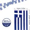 SGerste 32.8Ft Greece National Flag Bunting 38Pcs Blue Greece Rectangular Flag Bunting Banner Greek Flag String Bunting for National Day Parades Decorations Sports Events Home Celebration Party view 2
