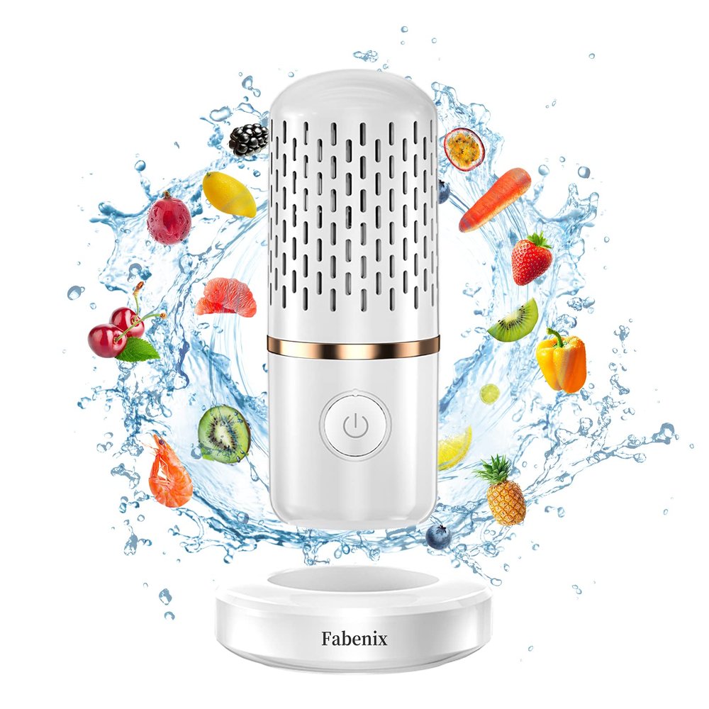 Fabenix Fruit and Vegetable Cleaning Machine, USB Wireless Food Purifier, Cleaner Device for Washing Fruits, Rice, Meat and Tableware (White)