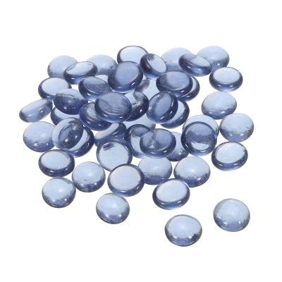 MECCANIXITY Decorative Flat Glass Marbles 17-19mm Rock Vase Filler Beads Pebbles Gray for Fish Tank Table Scatter Decor, 50 Pcs