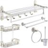 YQBUER Shower Wall Shelf 5 Pieces Bathroom Hardware Accessories Set Towel Rack Set Bathroom Shelf Double-Layer Folding Towel Racktowel Bars Corner Storage Rack view 1