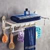 YQBUER Shower Wall Shelf 5 Pieces Bathroom Hardware Accessories Set Towel Rack Set Bathroom Shelf Double-Layer Folding Towel Racktowel Bars Corner Storage Rack view 2