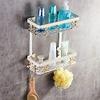 YQBUER Shower Wall Shelf 5 Pieces Bathroom Hardware Accessories Set Towel Rack Set Bathroom Shelf Double-Layer Folding Towel Racktowel Bars Corner Storage Rack view 4