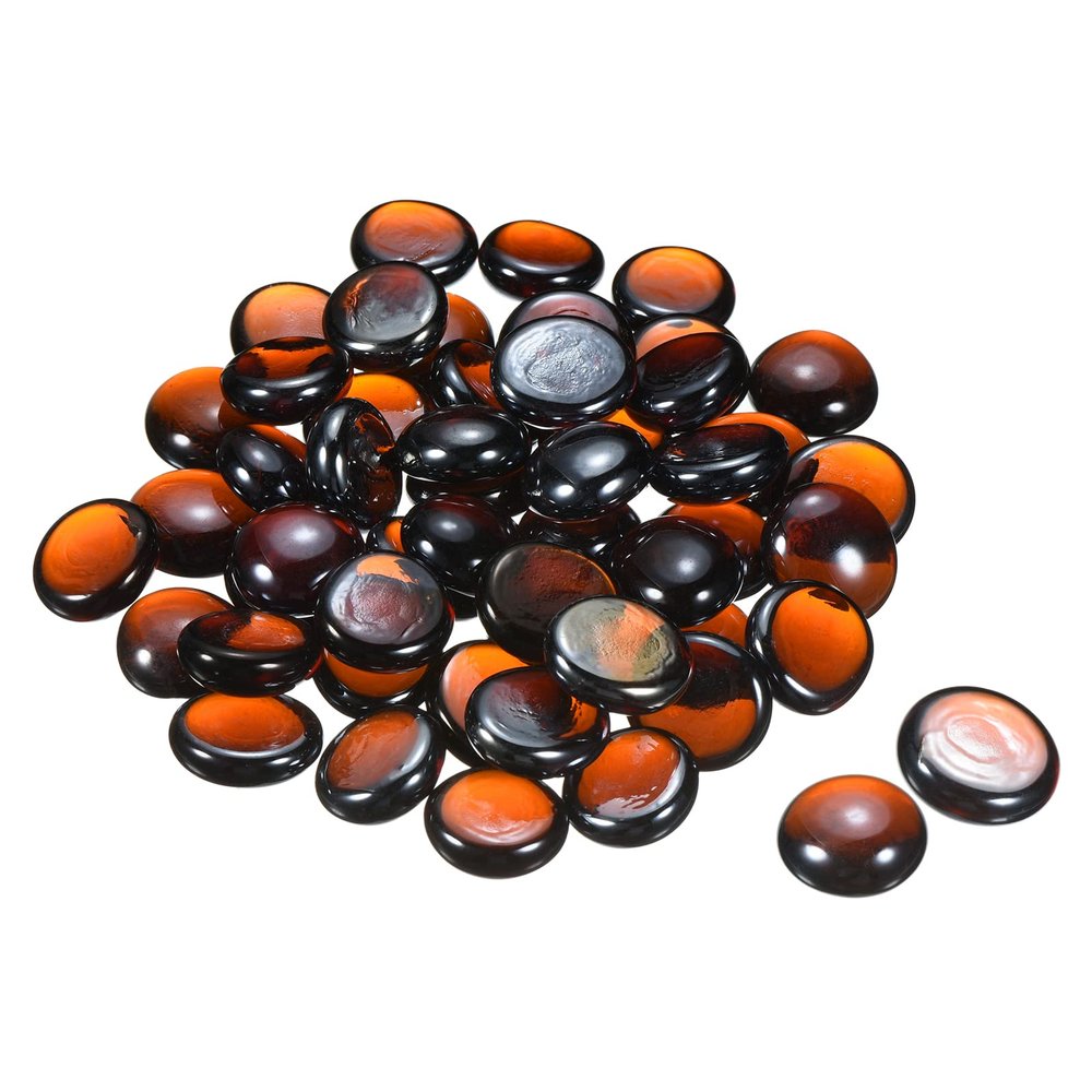 MECCANIXITY Decorative Flat Glass Marbles 17-19mm Rock Vase Filler Beads Pebbles Red for Fish Tank Table Scatter Decor, 100 Pcs